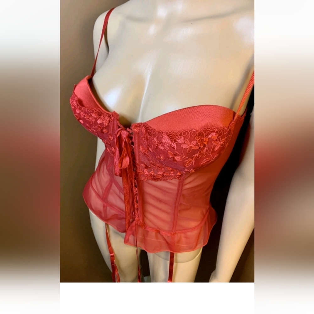 Seductive Wear by Cinema Etoile Red Bustier Garter Corset Large Sissy Vintage